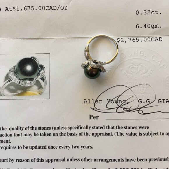 💎BRAND NEW 18K White Gold Tahitian Pearl & Diamond Ring - Never Worn!💎 - Picture 4 of 14